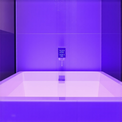 Modern shower with digital controls and LED lighting in a minimalist bathroom
