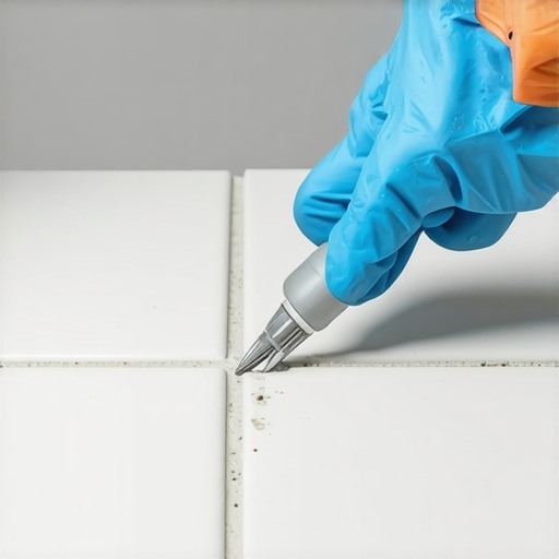 Expert Grout Sealing for Waterproof Bathroom Close-up of grout sealing process in bathroom for durability