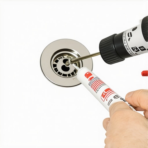 Applying Sealant to Shower Drain A person carefully sealing a shower drain with silicone using a caulking gun.
